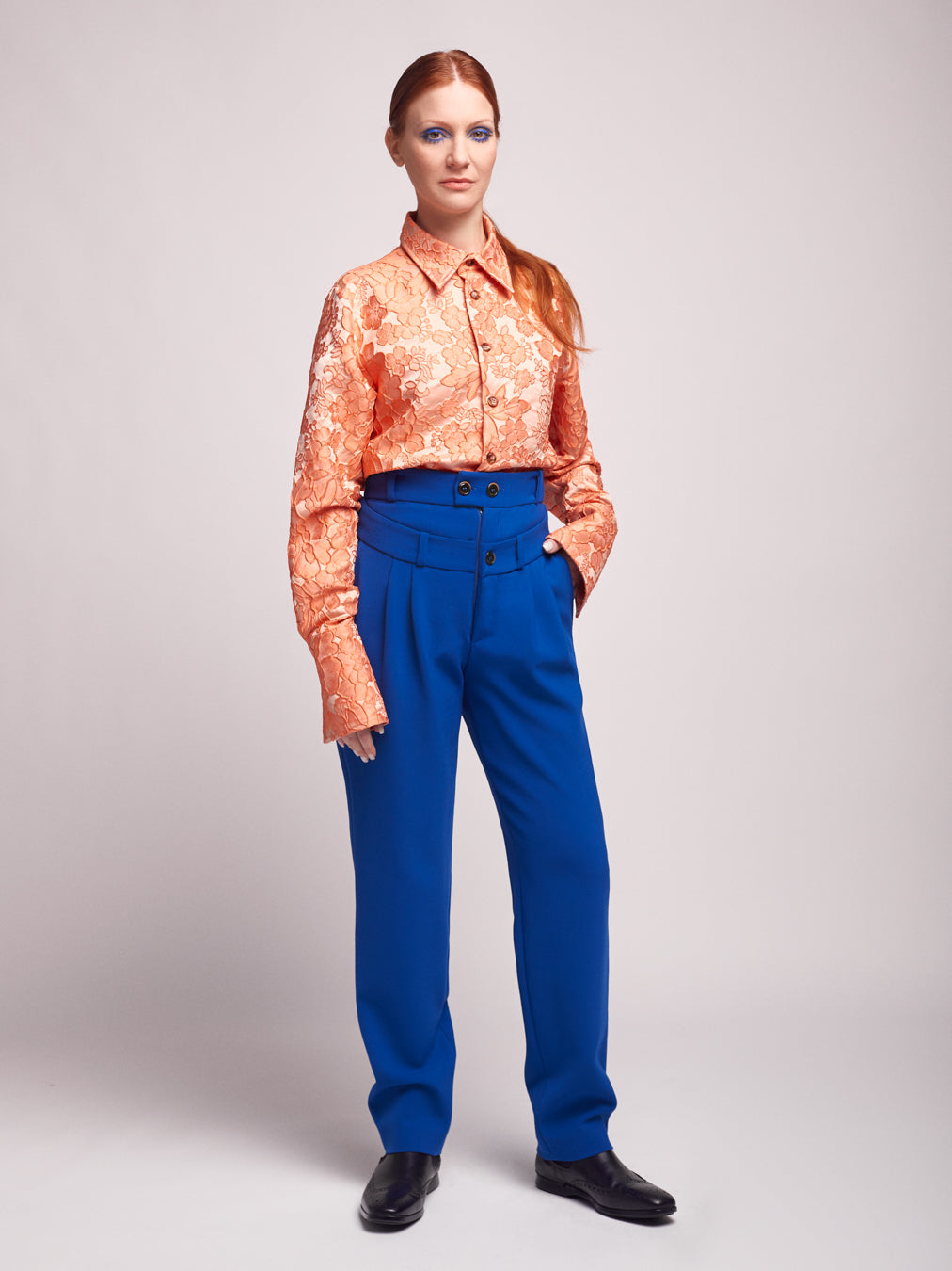 Orange Brocade Shirt Long Sleeved Unisex