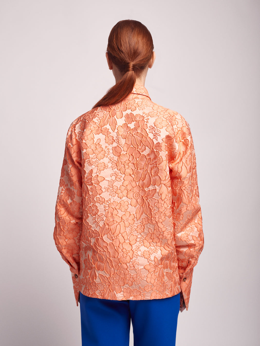 Orange Brocade Shirt Long Sleeved Unisex