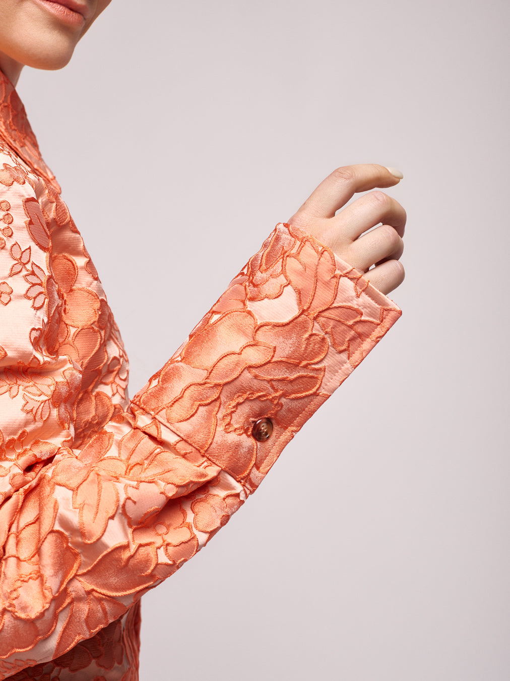 Orange Brocade Shirt Long Sleeved Unisex