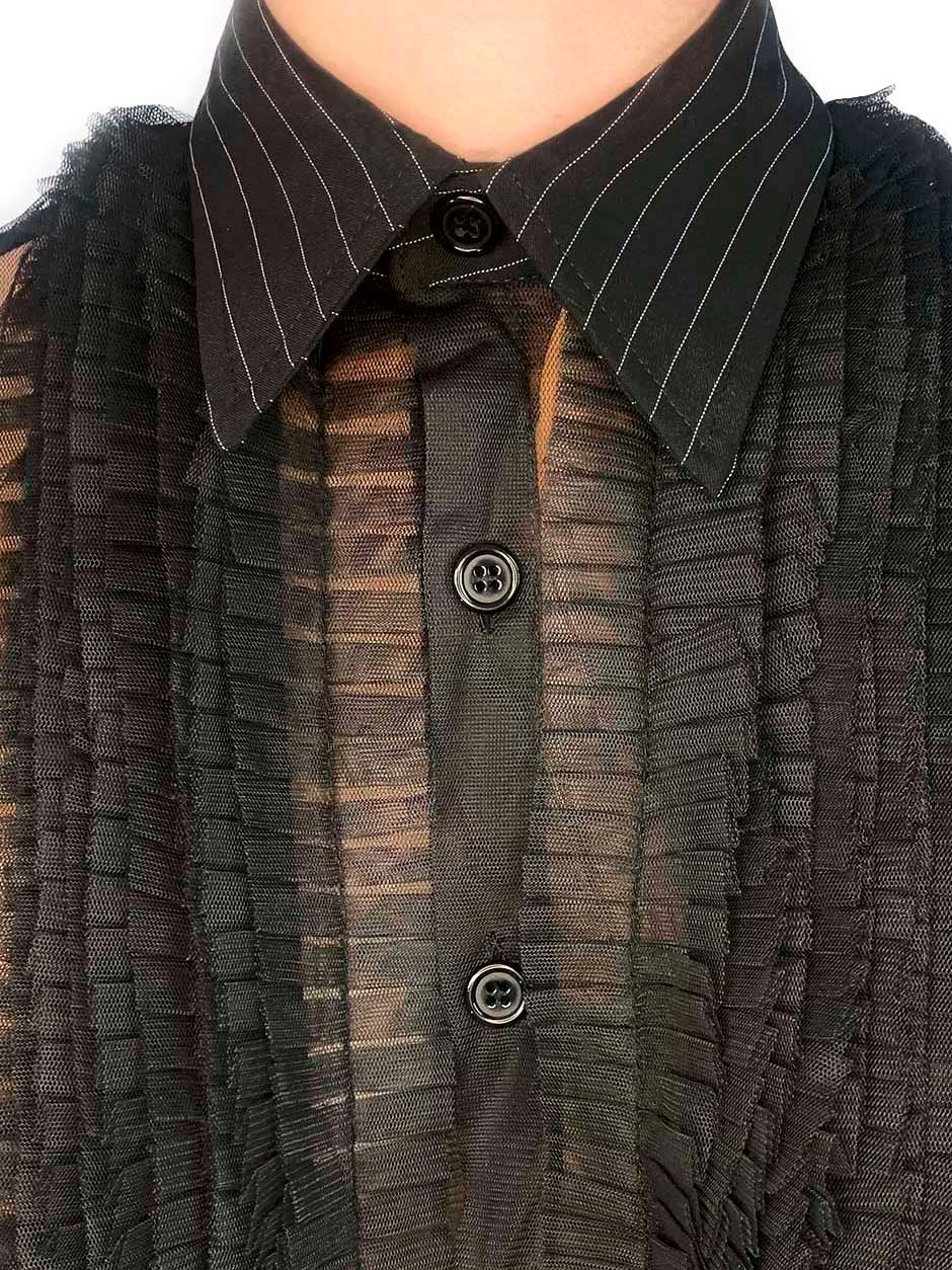 Chalk Stripe Black Shirt Long Sleeve Unisex