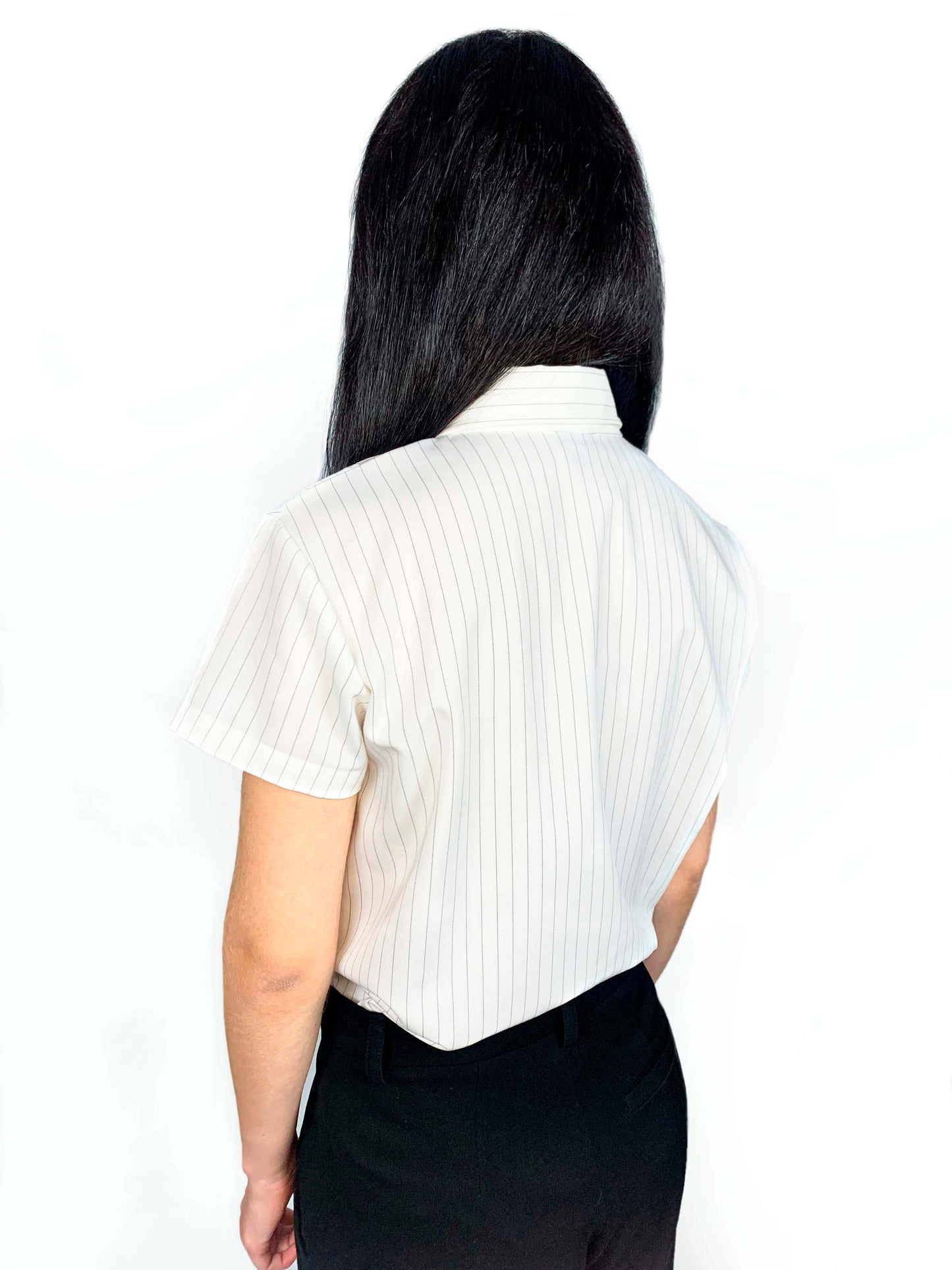 Chalk Stripe White Shirt Short Sleeve Unisex