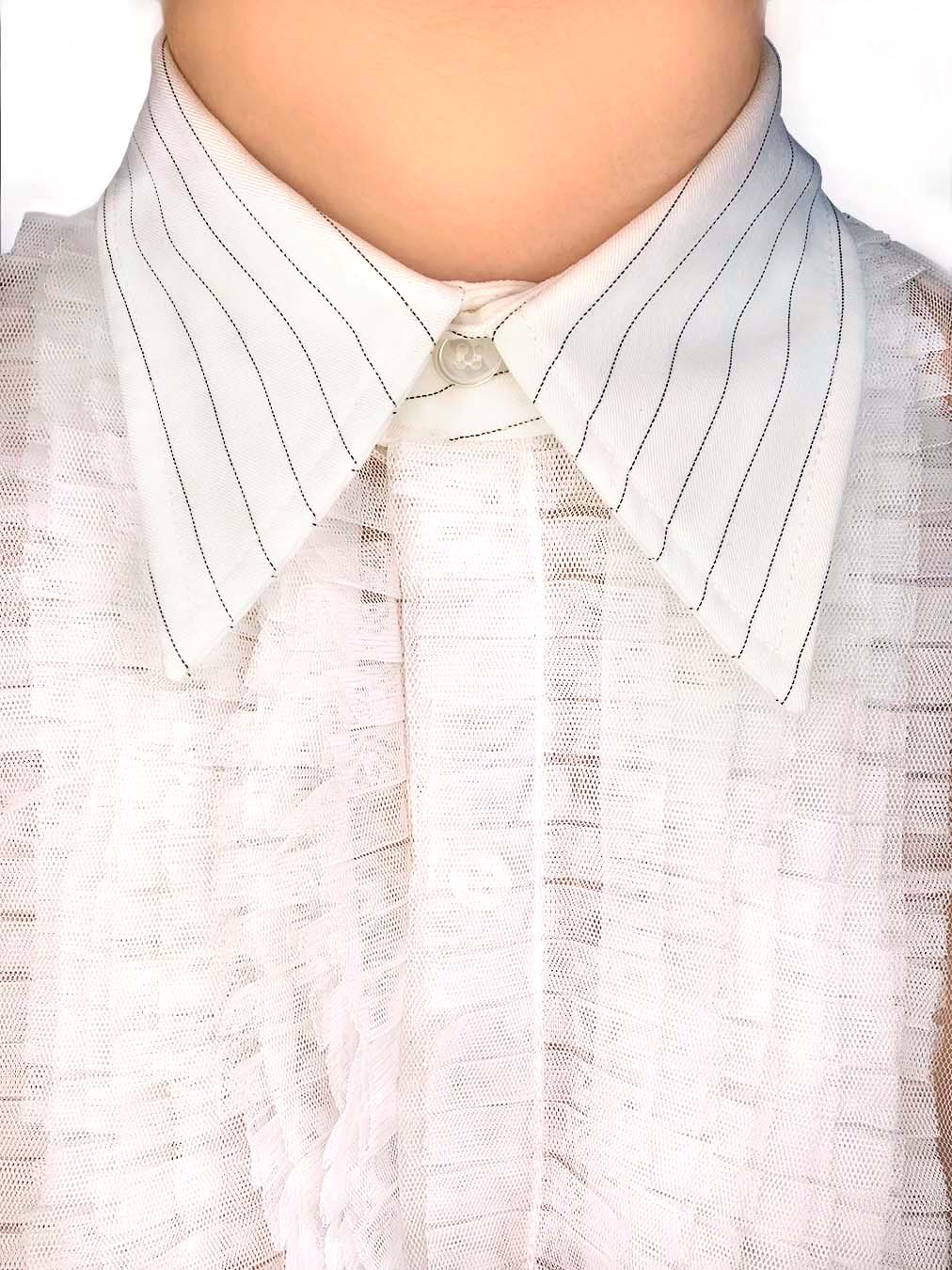 Chalk Stripe White Shirt Short Sleeve Unisex