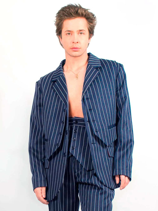 Classic Dark Blue Blazer With Waistcoat Unisex