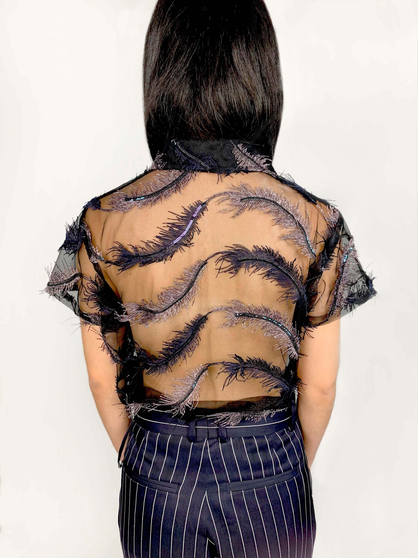 Feather Shirt With Short Sleeve Unisex