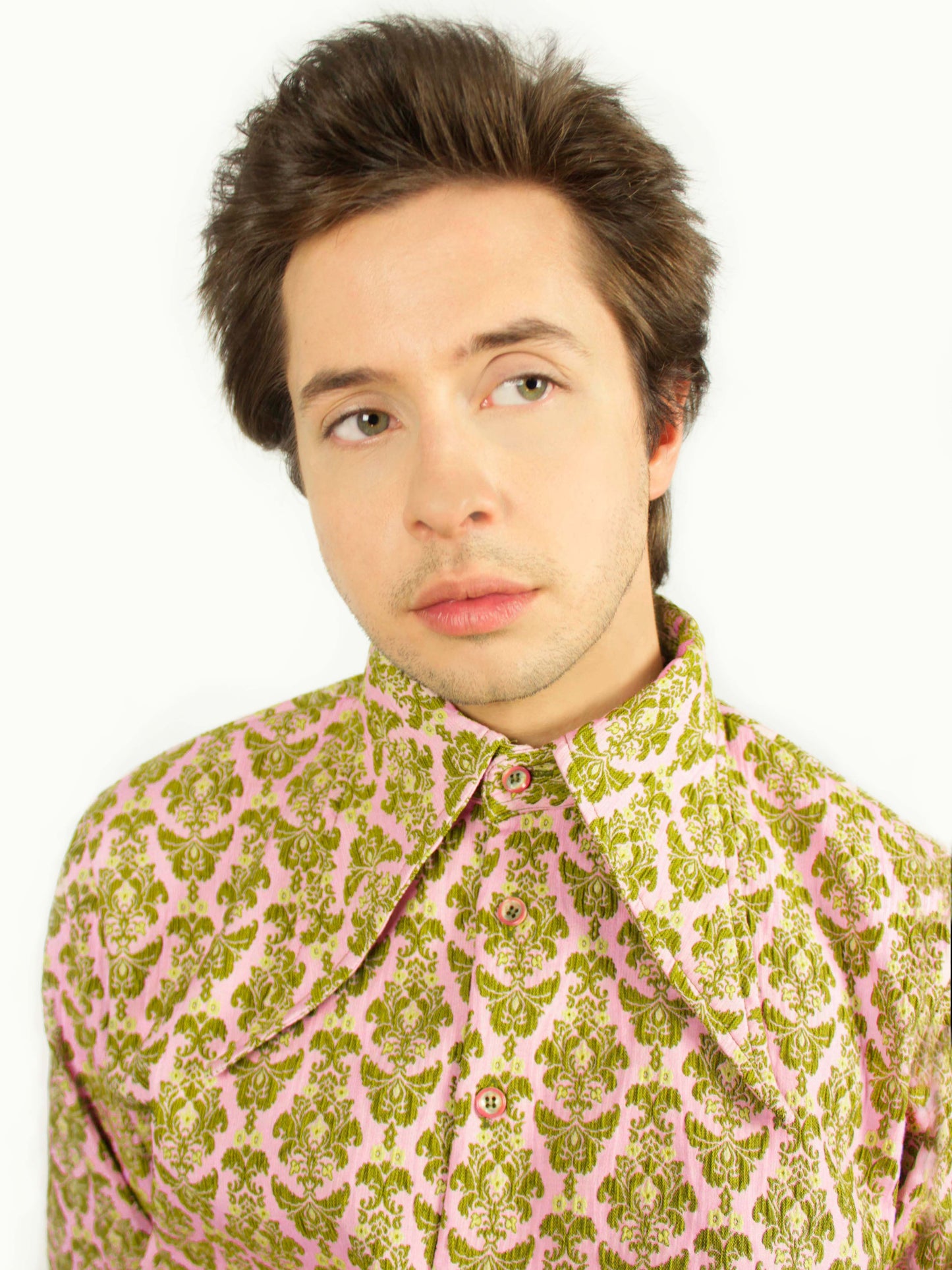 Smart Shirt Pink and Green With Three Collars Long Sleeve Unisex