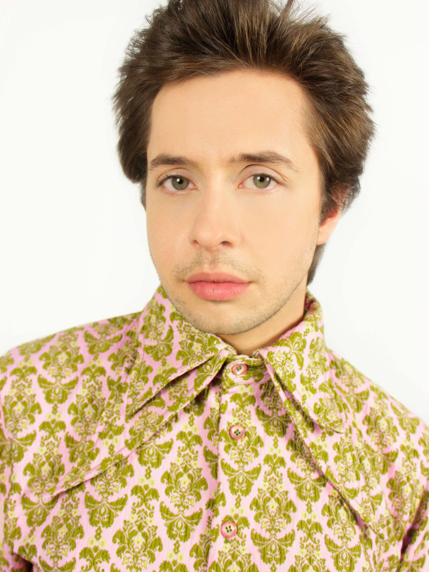 Smart Shirt Pink and Green With Three Collars Long Sleeve Unisex