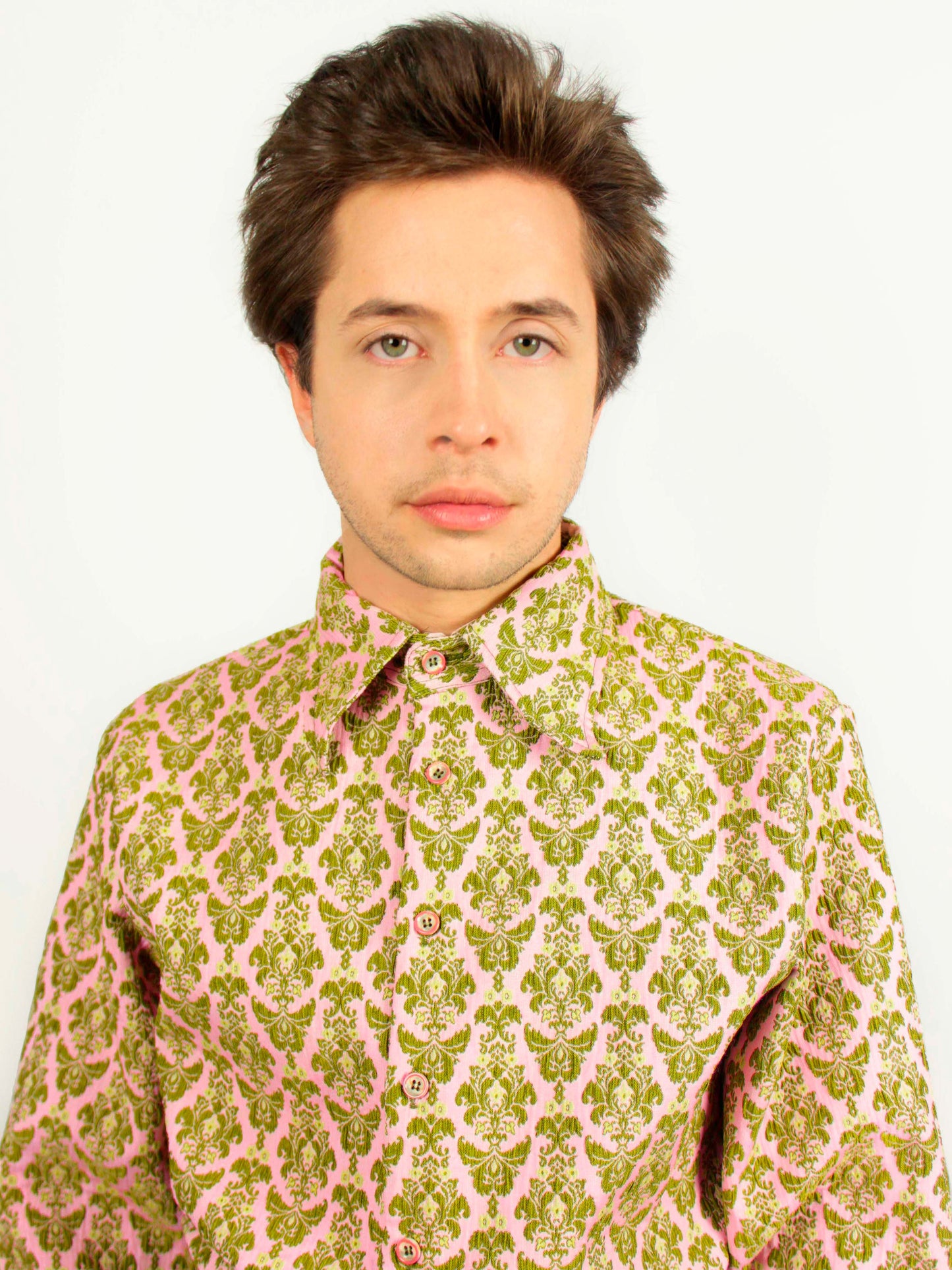 Smart Shirt Pink and Green With Three Collars Long Sleeve Unisex