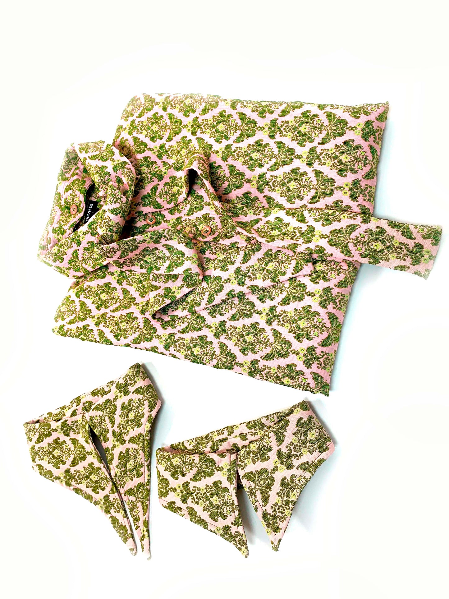 Smart Shirt Pink and Green With Three Collars Long Sleeve Unisex