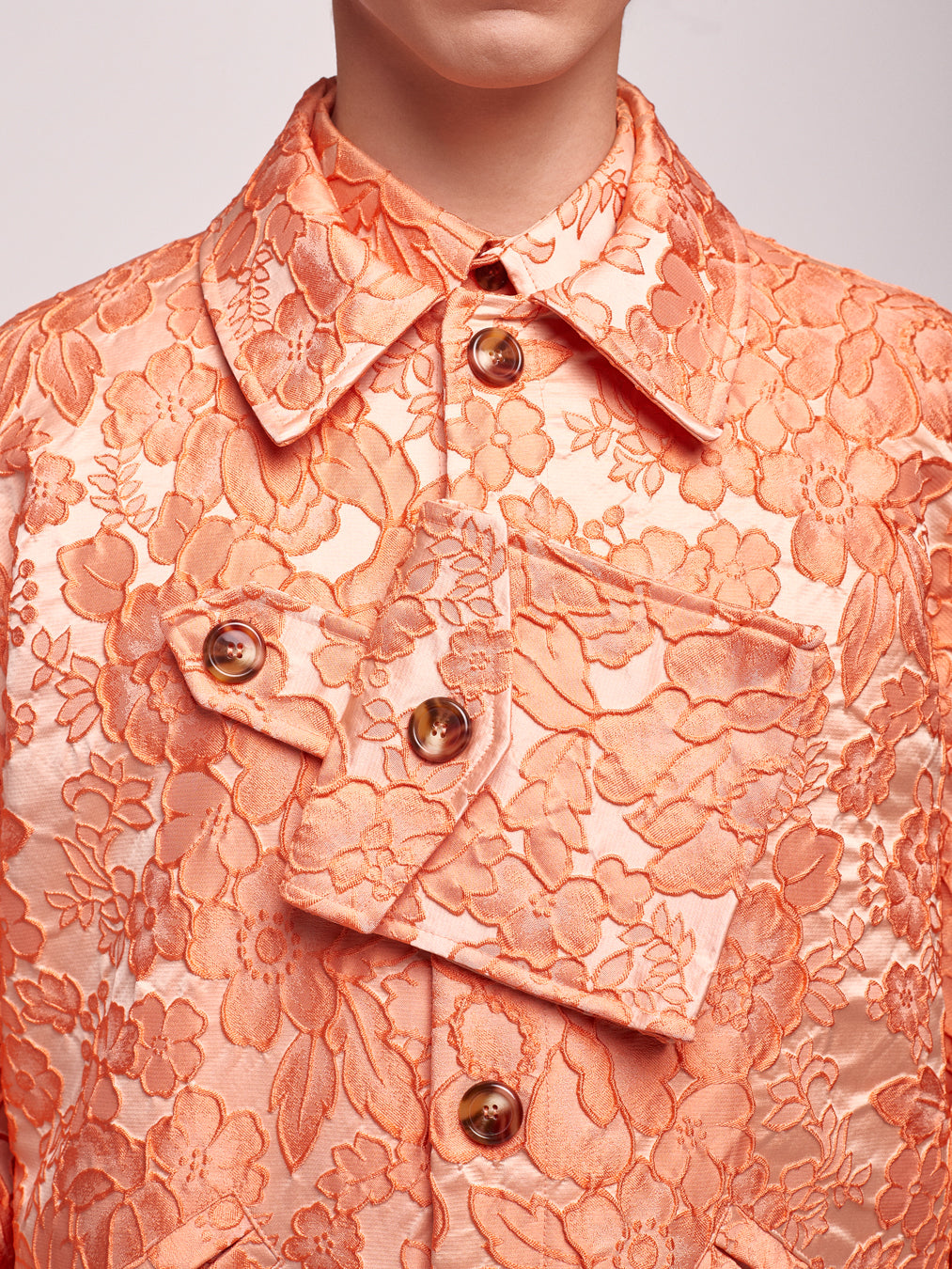 Orange Brocade Long Coat Unisex