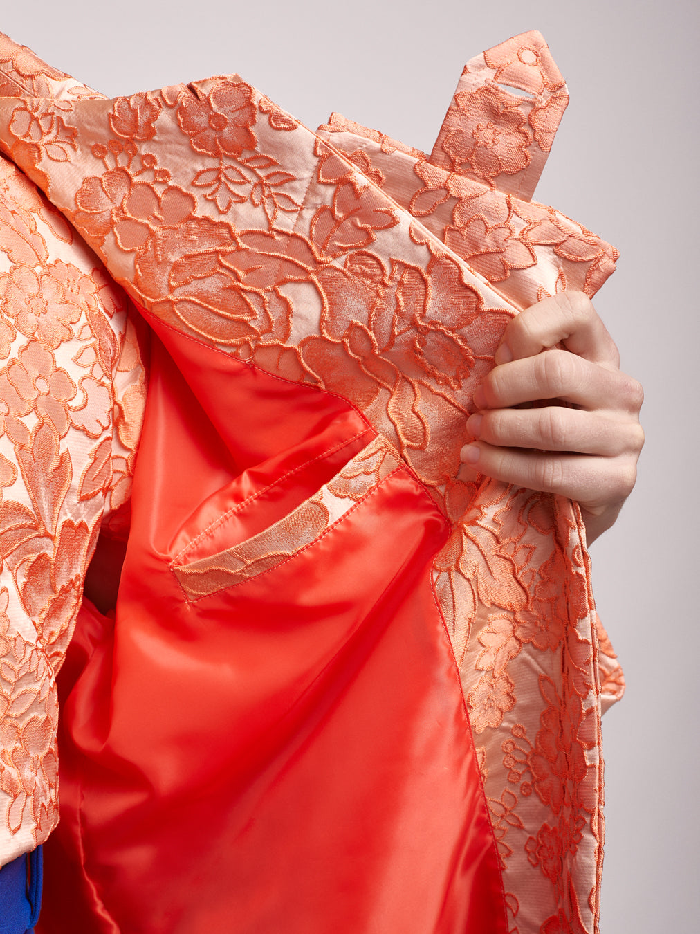 Orange Brocade Long Coat Unisex