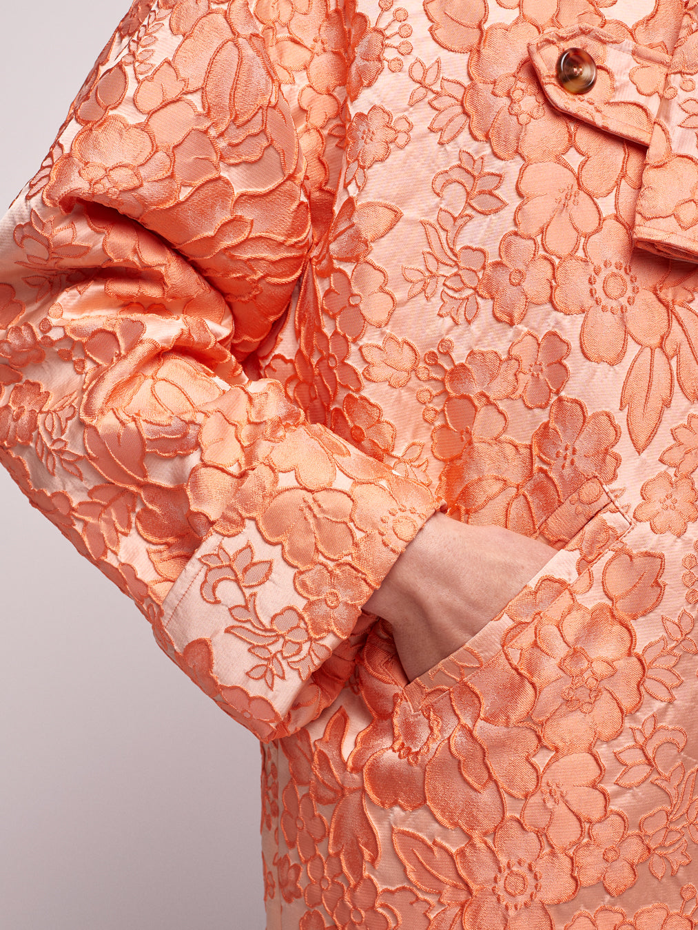 Orange Brocade Long Coat Unisex