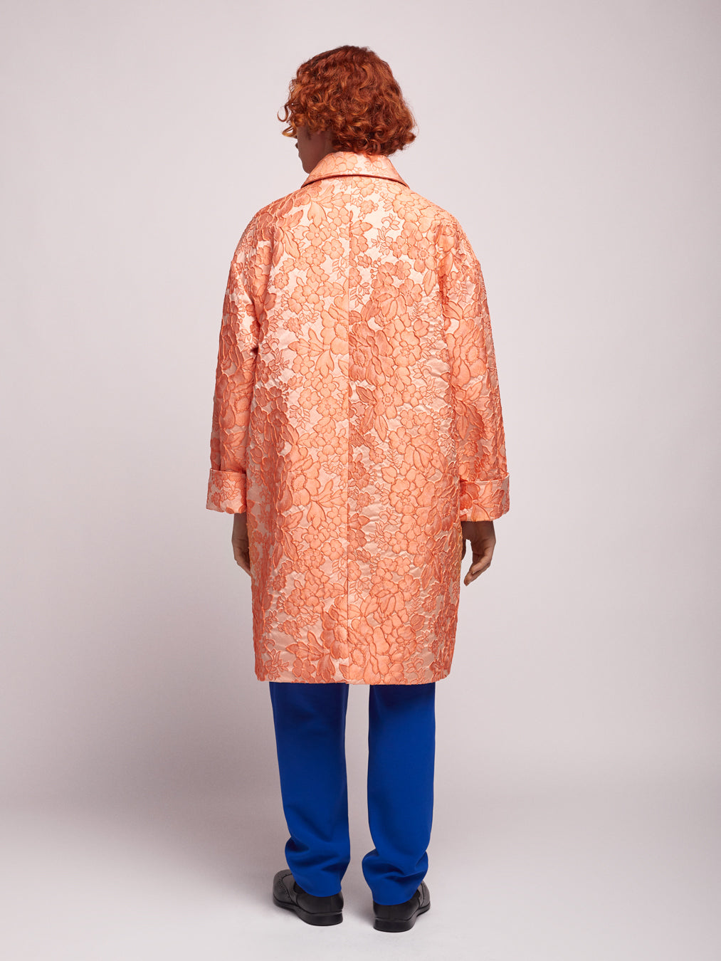 Orange Brocade Long Coat Unisex