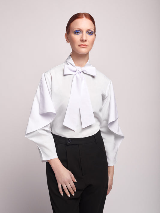 White Wing Shirt With Bow