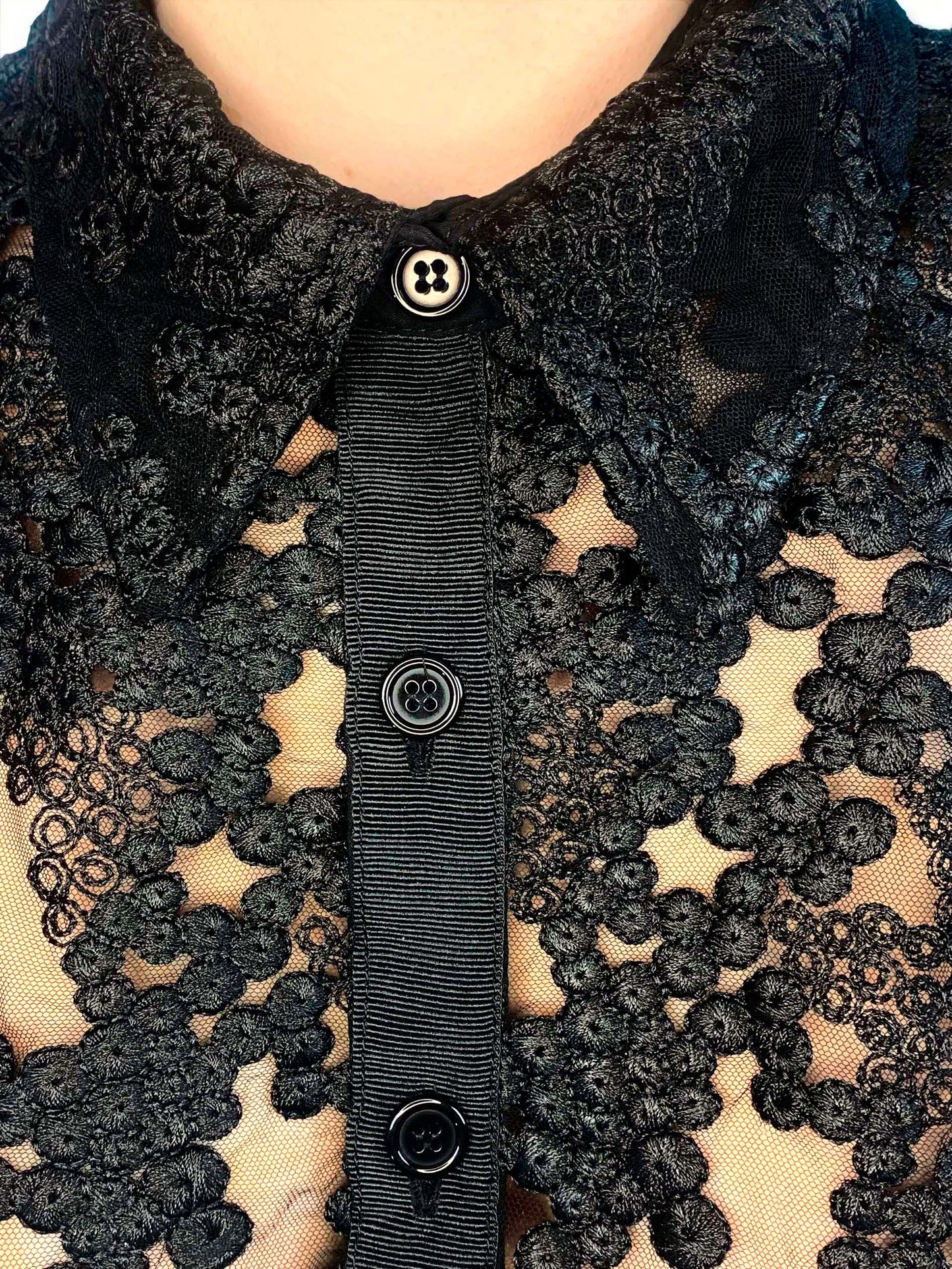 Black Embroidered Shirt Long Sleeve Unisex