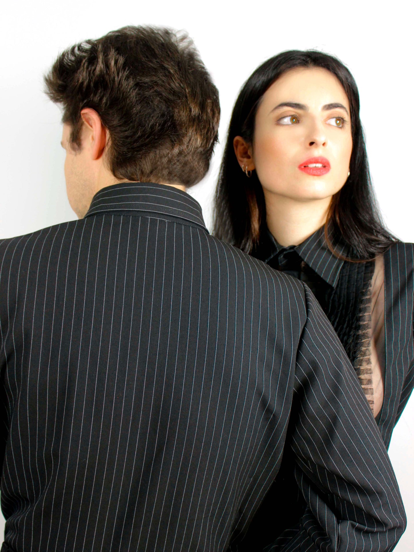 Chalk Stripe Black Shirt Long Sleeve Unisex
