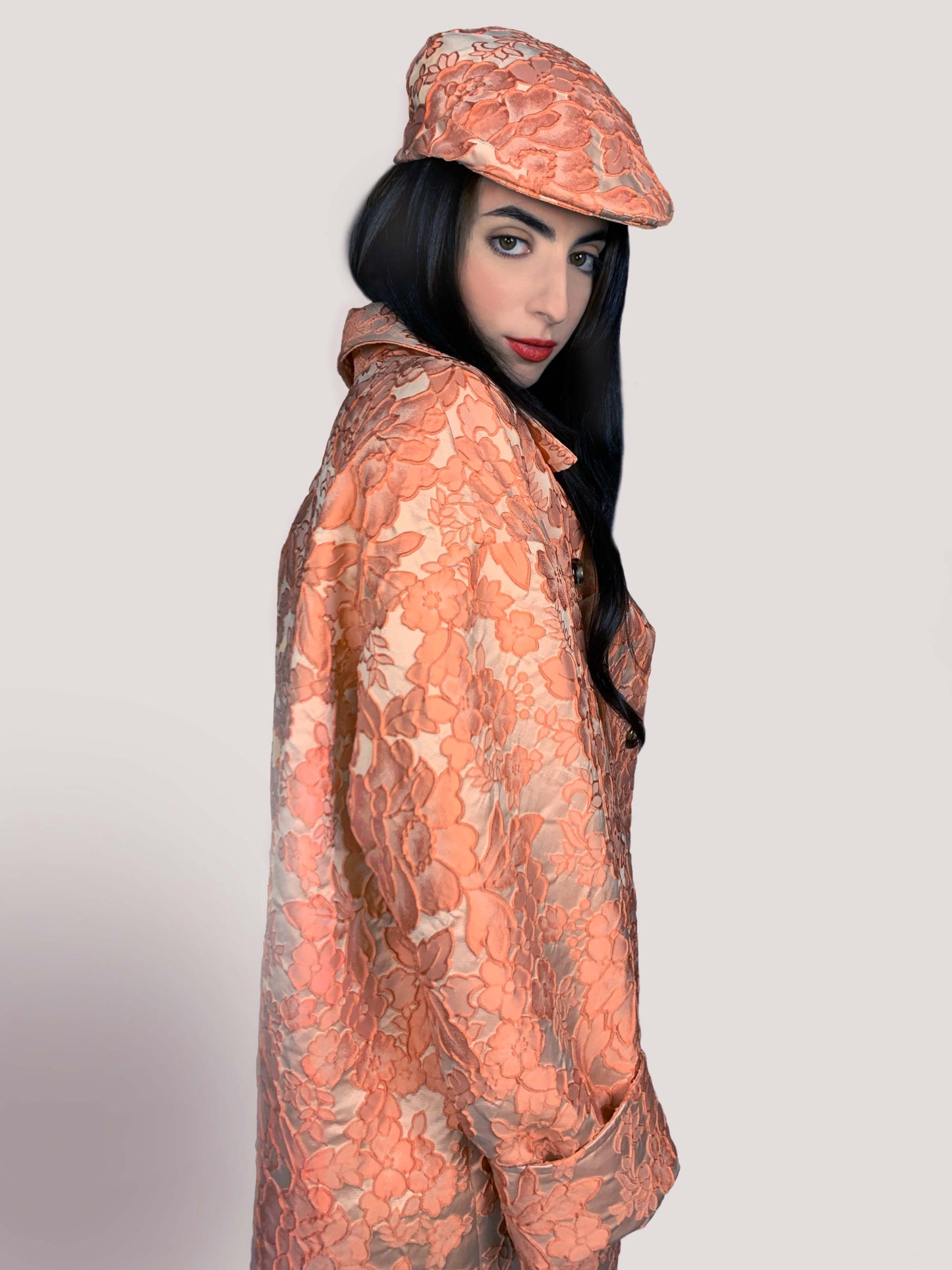 Classic Orange Brocade Cap Unisex